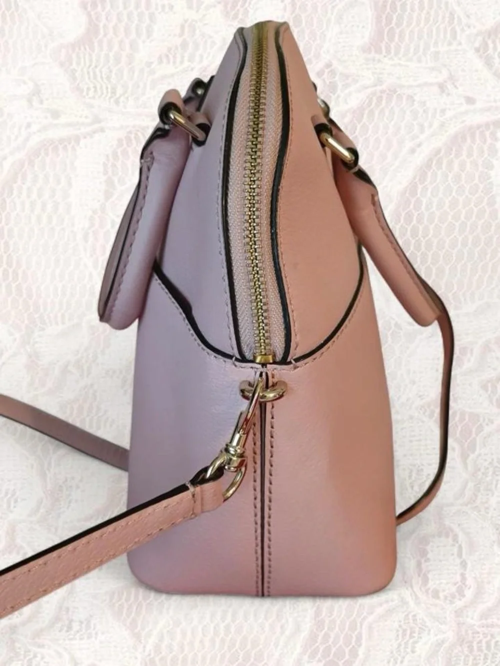 Kate Spade Grove Street Carli leather satchel in a soft dusty pink